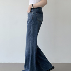 丈別パンツ 【丈別】フレアブーツカットワイドデニムパンツ MID DENIM