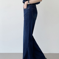 丈別パンツ 【丈別】フレアブーツカットワイドデニムパンツ DEEP DENIM