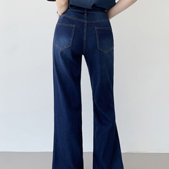 丈別パンツ 【丈別】フレアブーツカットワイドデニムパンツ DEEP DENIM