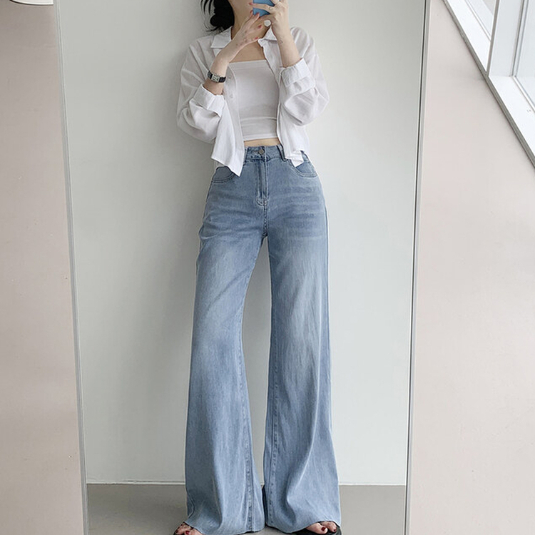 【丈別】フレアブーツカットワイドデニムパンツ LIGHT DENIM