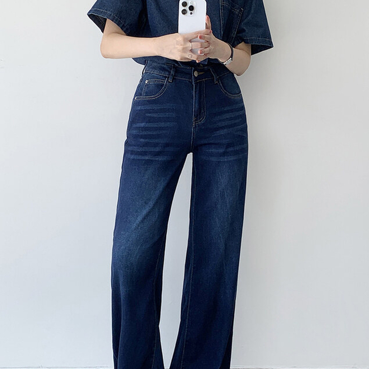 丈別パンツ 【丈別】フレアブーツカットワイドデニムパンツ DEEP DENIM