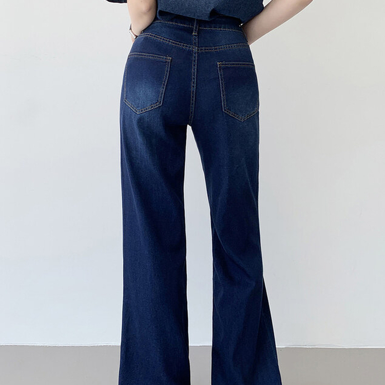 【丈別】フレアブーツカットワイドデニムパンツ DEEP DENIM