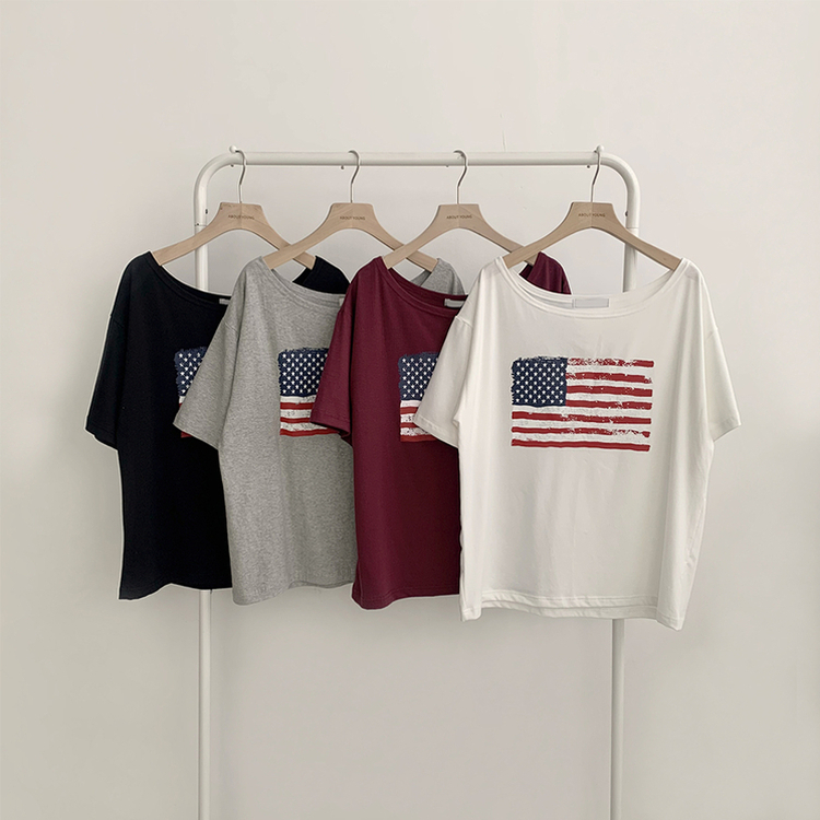 アメリカンオフショルダー半袖Tシャツ