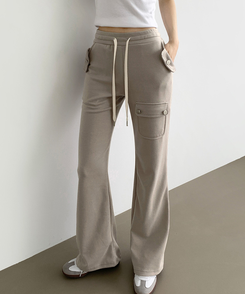 コットンパンツ セミブーツカットバンディングパンツ(8color) GRAY BEIGE