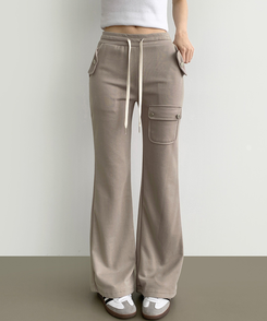 コットンパンツ セミブーツカットバンディングパンツ(8color) GRAY BEIGE
