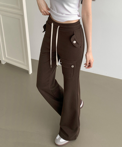 コットンパンツ セミブーツカットバンディングパンツ(8color) BROWN