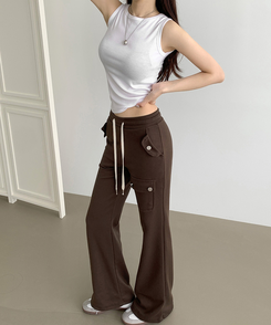 コットンパンツ セミブーツカットバンディングパンツ(8color) BROWN