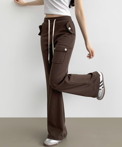 コットンパンツ セミブーツカットバンディングパンツ(8color) BROWN
