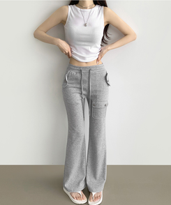 コットンパンツ セミブーツカットバンディングパンツ(8color) MELANGE