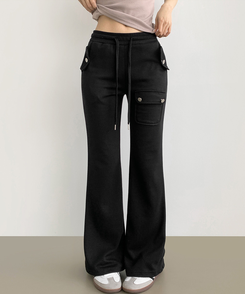 コットンパンツ セミブーツカットバンディングパンツ(8color) BLACK