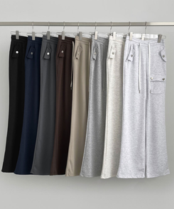 コットンパンツ セミブーツカットバンディングパンツ(8color)