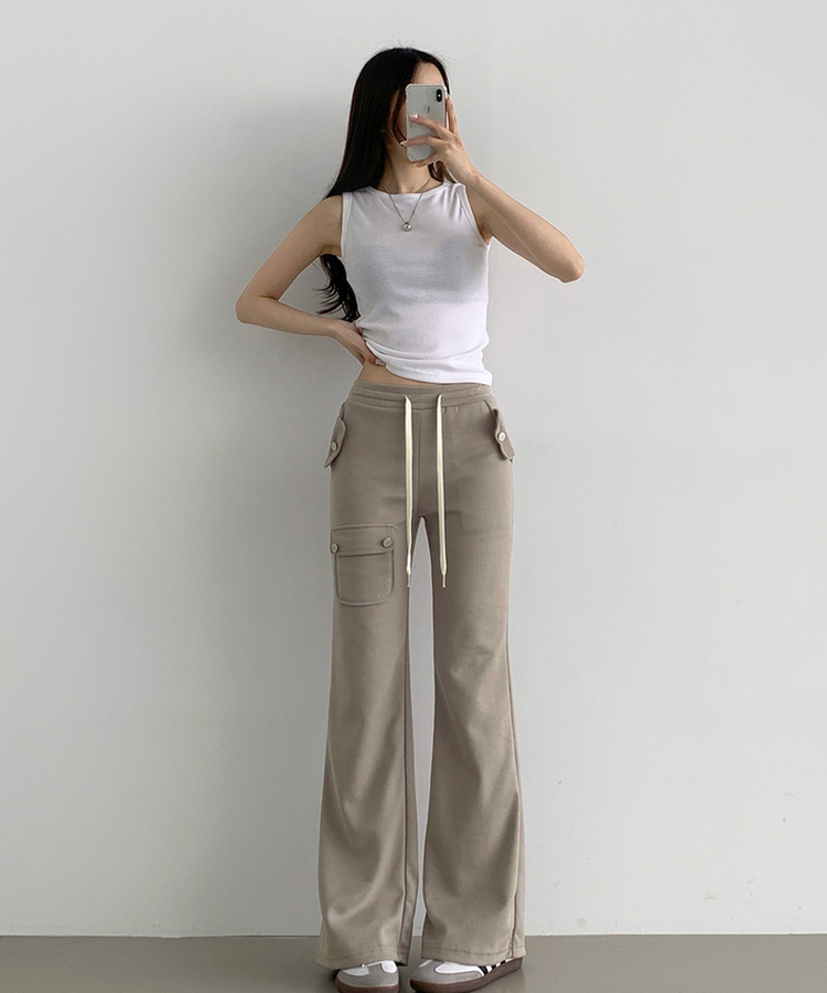 セミブーツカットバンディングパンツ(8color) GRAY BEIGE