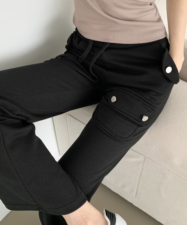 セミブーツカットバンディングパンツ(8color) BLACK