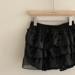 ミニスカート バンディングシースルーフリルミニスカート