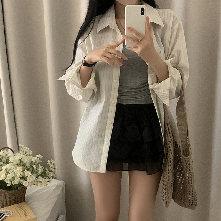 バンディングシースルーフリルミニスカート BLACK