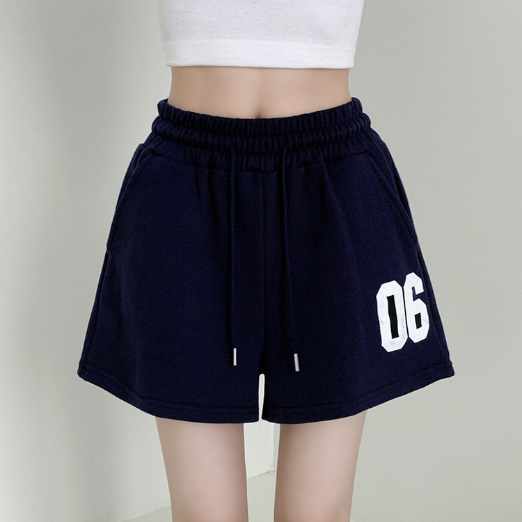 【SET】アンバランス半袖Tシャツ ショートパンツ NAVY