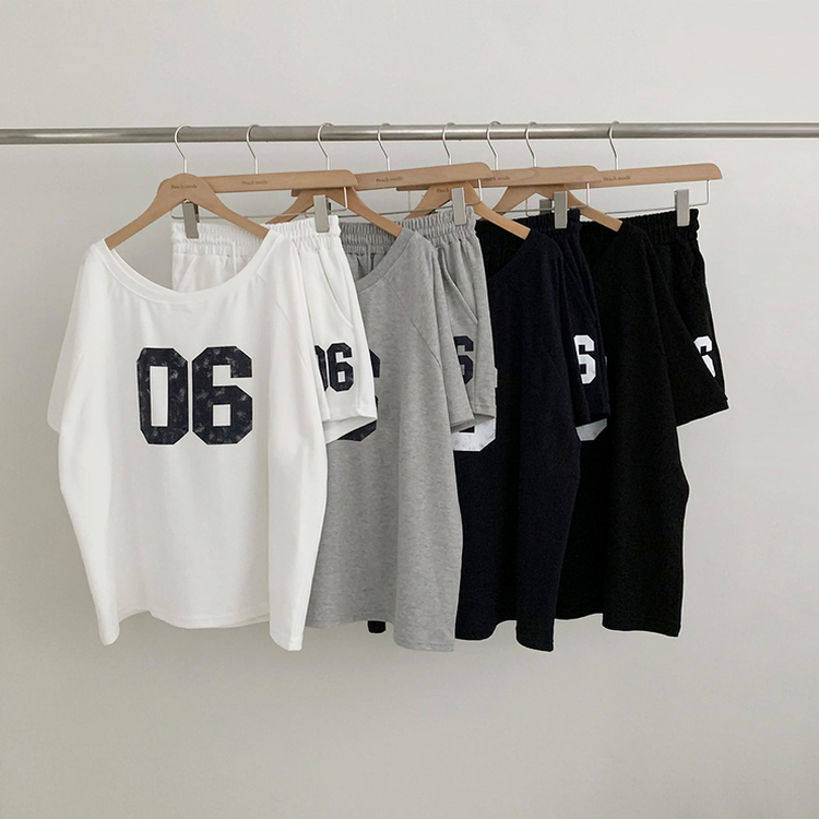 ツーピース 【SET】アンバランス半袖Tシャツ ショートパンツ