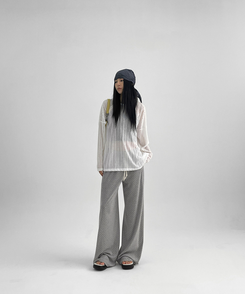 ワイドドットバンディングパンツ GREY
