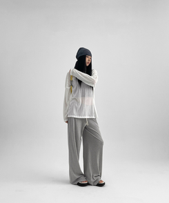 ワイドドットバンディングパンツ GREY