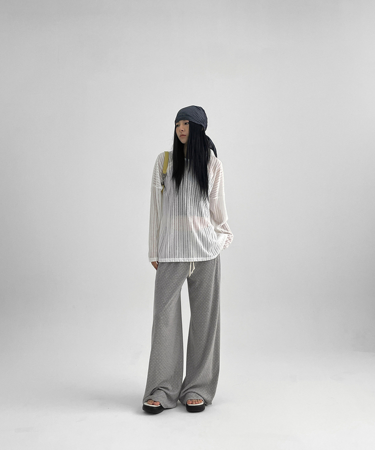 ワイドドットバンディングパンツ GREY