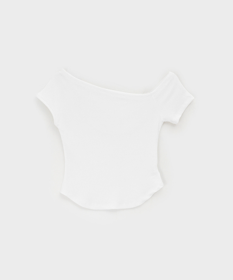サイズリブアンバランス半袖Tシャツ(5color)