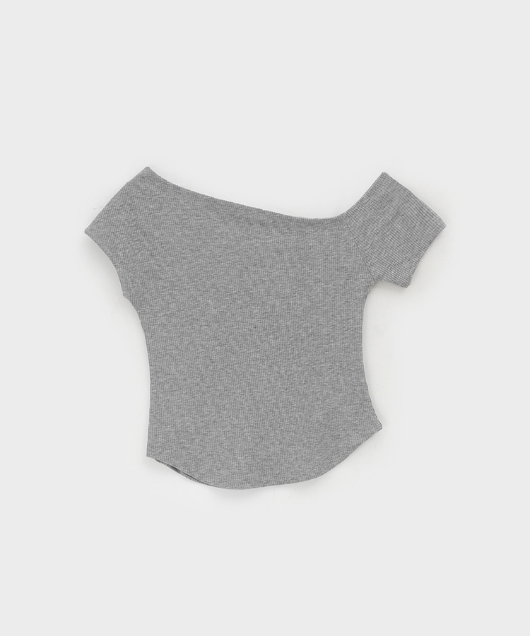 サイズリブアンバランス半袖Tシャツ(5color)