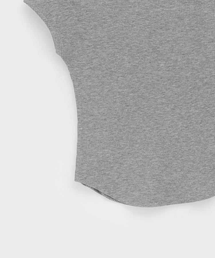 サイズリブアンバランス半袖Tシャツ(5color)