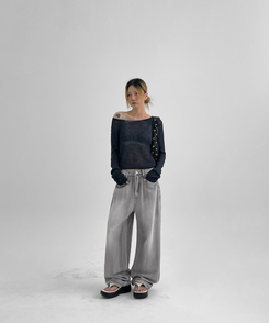 ニット ボートネックサマーニット NAVY