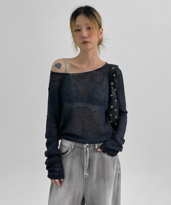 ニット ボートネックサマーニット NAVY