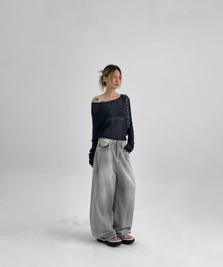 ニット ボートネックサマーニット NAVY