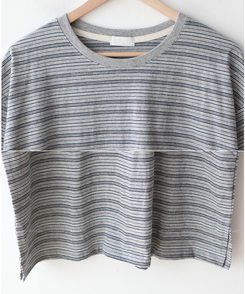 半袖Tシャツ コットンストライプ半袖シャツ