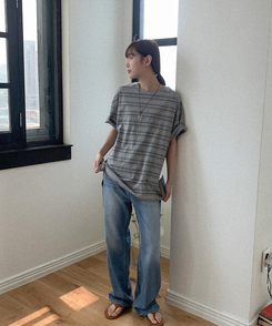 デニム オナードワイドデニムパンツ MID DENIM
