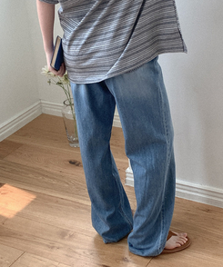デニム オナードワイドデニムパンツ MID DENIM