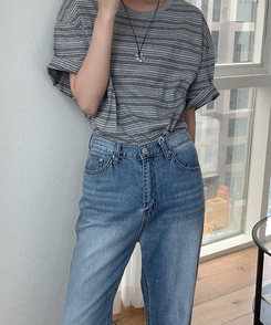 デニム オナードワイドデニムパンツ MID DENIM