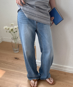 デニム オナードワイドデニムパンツ MID DENIM