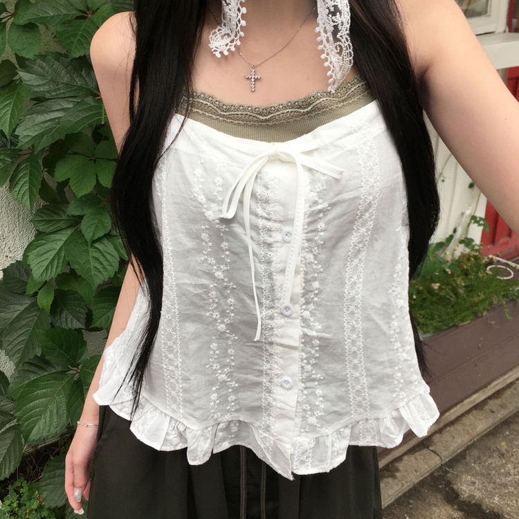 フリルパンチングキャミソール WHITE