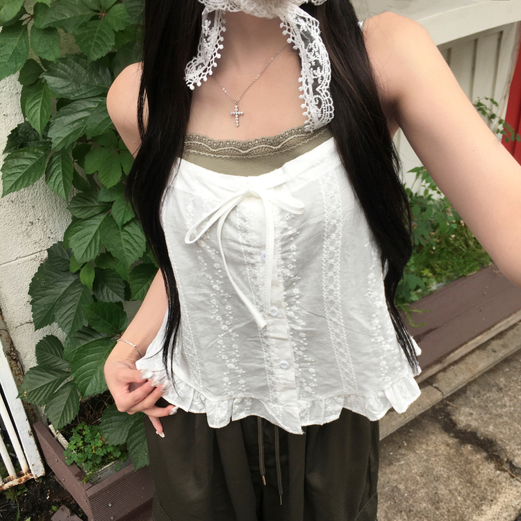 フリルパンチングキャミソール WHITE
