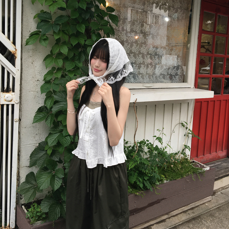 フリルパンチングキャミソール WHITE