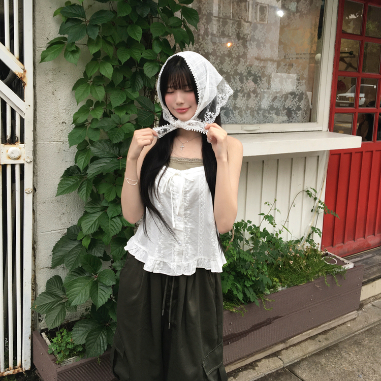 フリルパンチングキャミソール WHITE