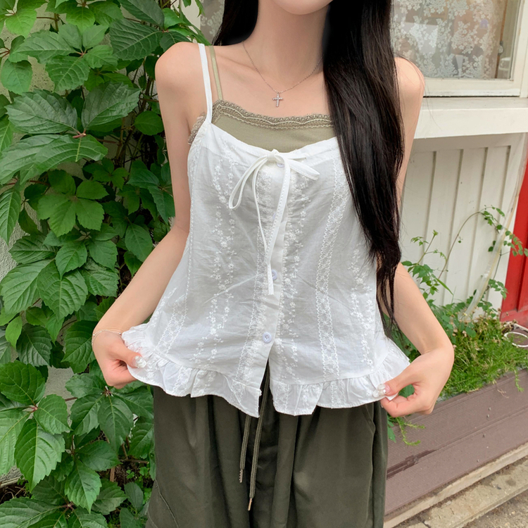 フリルパンチングキャミソール WHITE