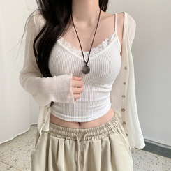 ノースリーブ レースVネックキャミソール IVORY