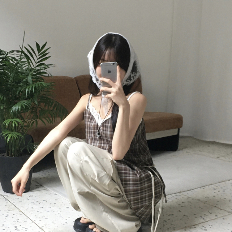 チェックストラップビスチェ BROWN