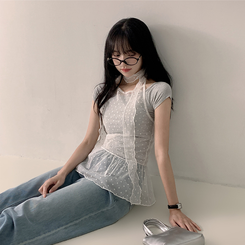 マフラー付き】ドットホルターシースルーキャミソール｜ノースリーブ