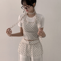 ドットシースルーキャミ マフラー付き】ドットホルターシースルーキャミソール