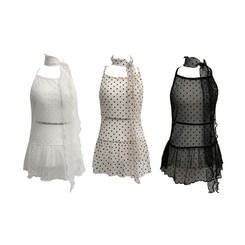 【マフラー付き】ドットホルターシースルーキャミソール