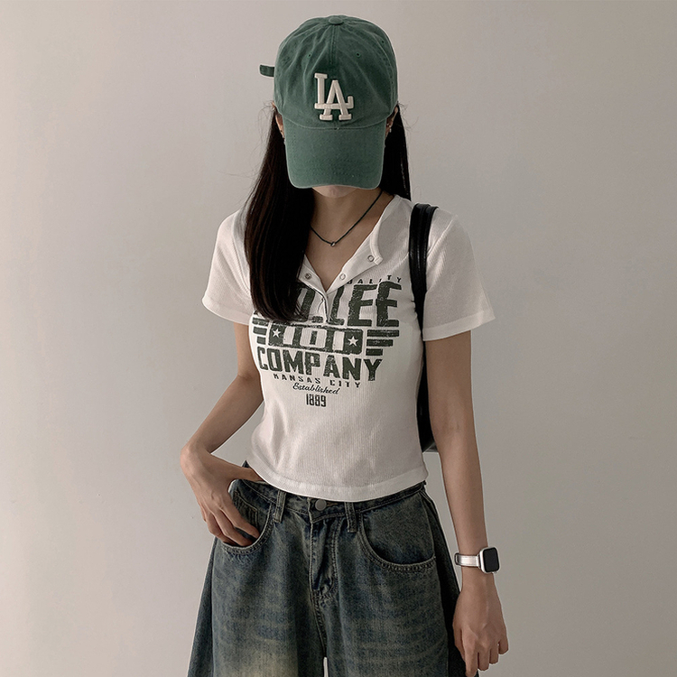スナップレタリング半袖Tシャツ(5color) IVORY