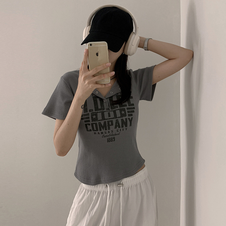 スナップレタリング半袖Tシャツ(5color) CHARCOAL