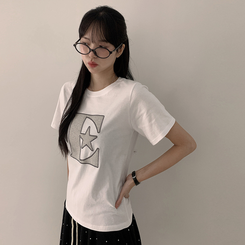 半袖Tシャツ ルーズチェックワッペン半袖Tシャツ WHITE