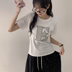 半袖Tシャツ ルーズチェックワッペン半袖Tシャツ WHITE