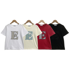 半袖Tシャツ ルーズチェックワッペン半袖Tシャツ